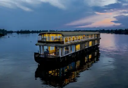 Romantic Nighttime Houseboat Journey